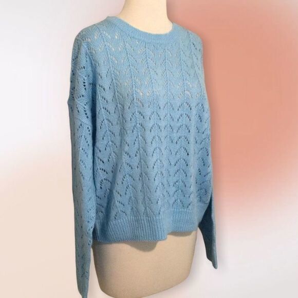 Divided by H&M Baby Blue Open Weave‎ Crew Neck Sweater S NWT - Picture 3 of 10